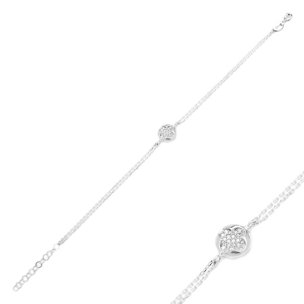 Minimalist Clover Design Turkish Wholesale 925 Sterling Silver Charm Bracelet