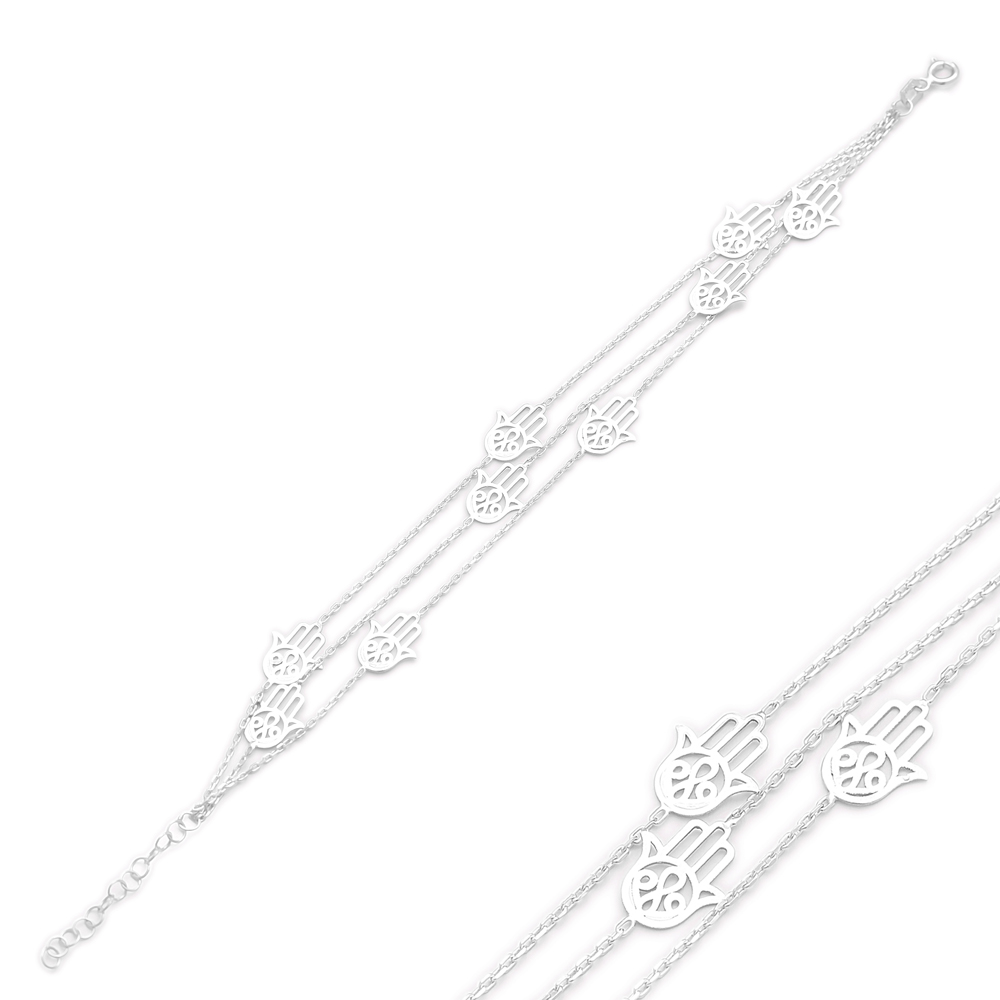 925 Silver Sterling Hamsa Design Bracelet Wholesale Handcrafted Turkish Jewelry