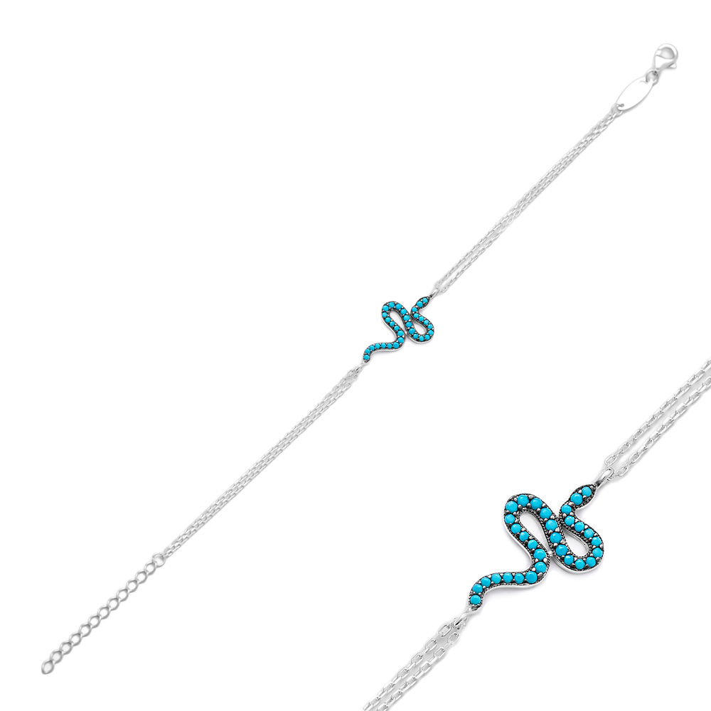 Minimalist Silver Sterling Snake Charm Bracelet Wholesale Handcrafted Jewelry