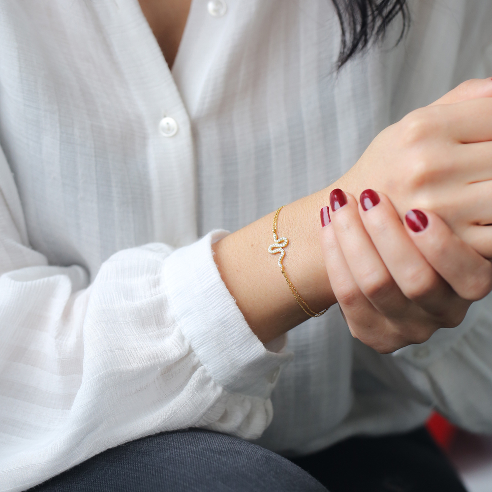 Minimalist Silver Sterling Snake Charm Bracelet Wholesale Handmade Jewelry