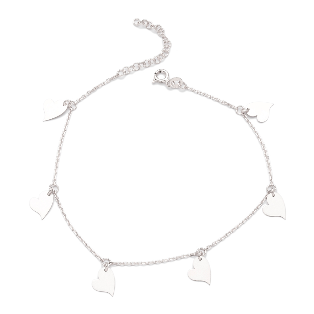 Silver Heart Anklet Wholesale Handmade Turkish Jewelry