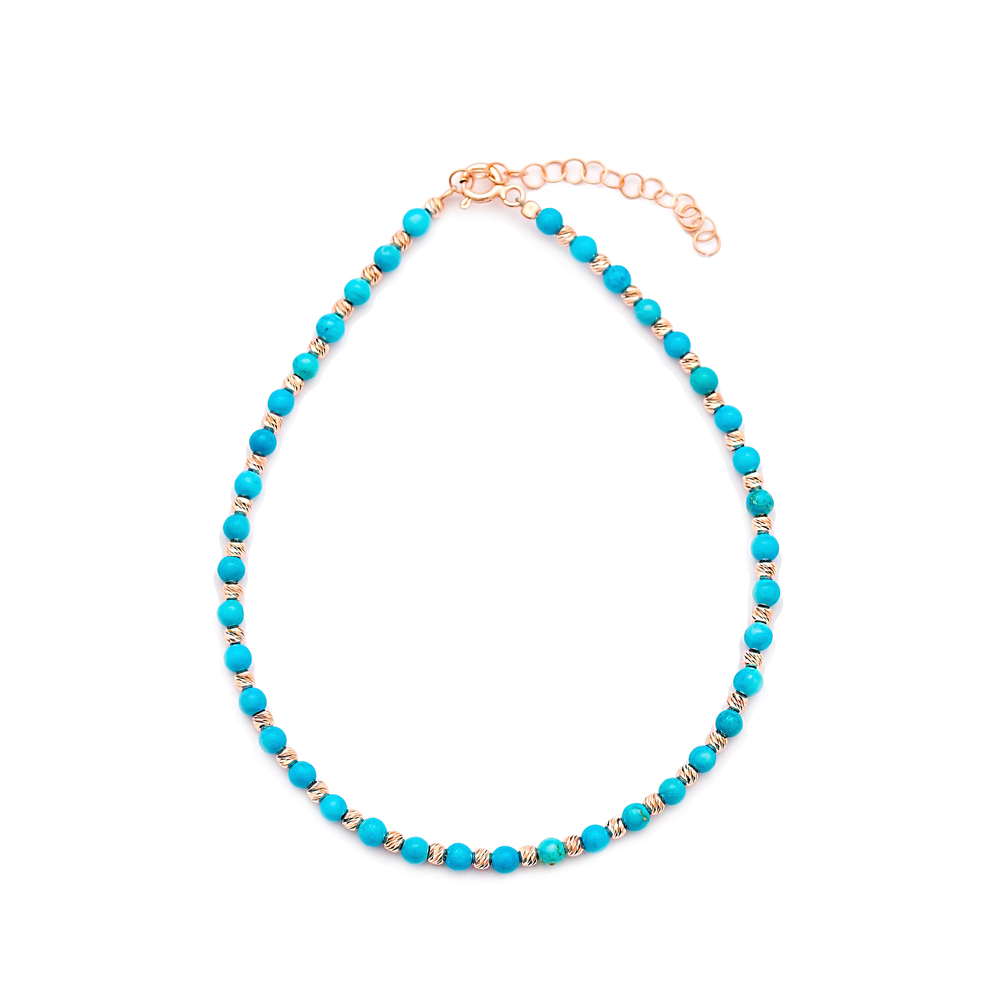 Minimalist Design Turkish Wholesale Handcrafted Silver Turquoise Stone Anklet