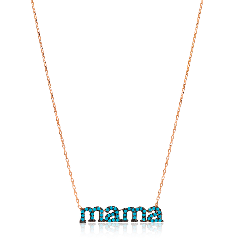 Mama Design Turquoise Stone Sterling Silver Jewelry Pendant