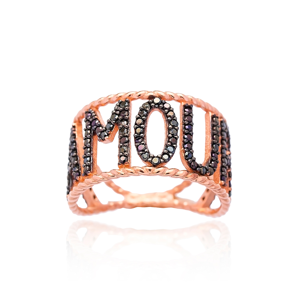 Personalized Amour Ring Mouse Letter Wholesale Handmade 925 Sterling Silver Jewelry