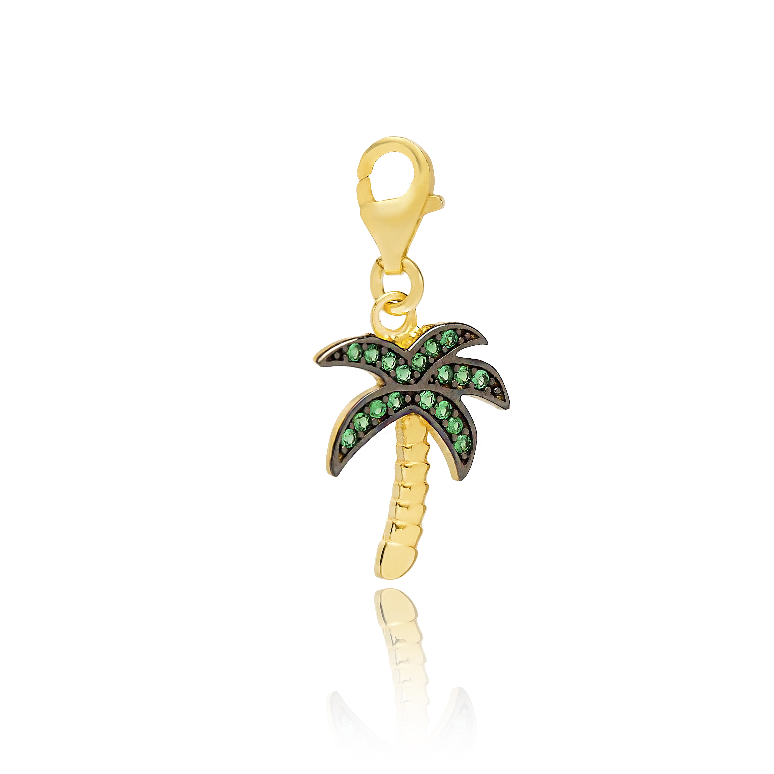 Palm Tree Green Charm Pendant Turkish Wholesale 925 Sterling Silver Jewelry