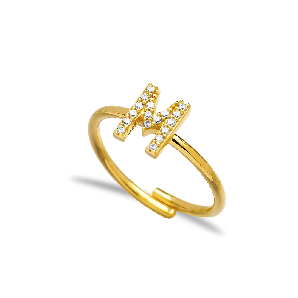 Amazon.com: Sonia Jewels Size- 4-14k Yellow Gold Initial Letter Ring N:  Clothing, Shoes & Jewelry