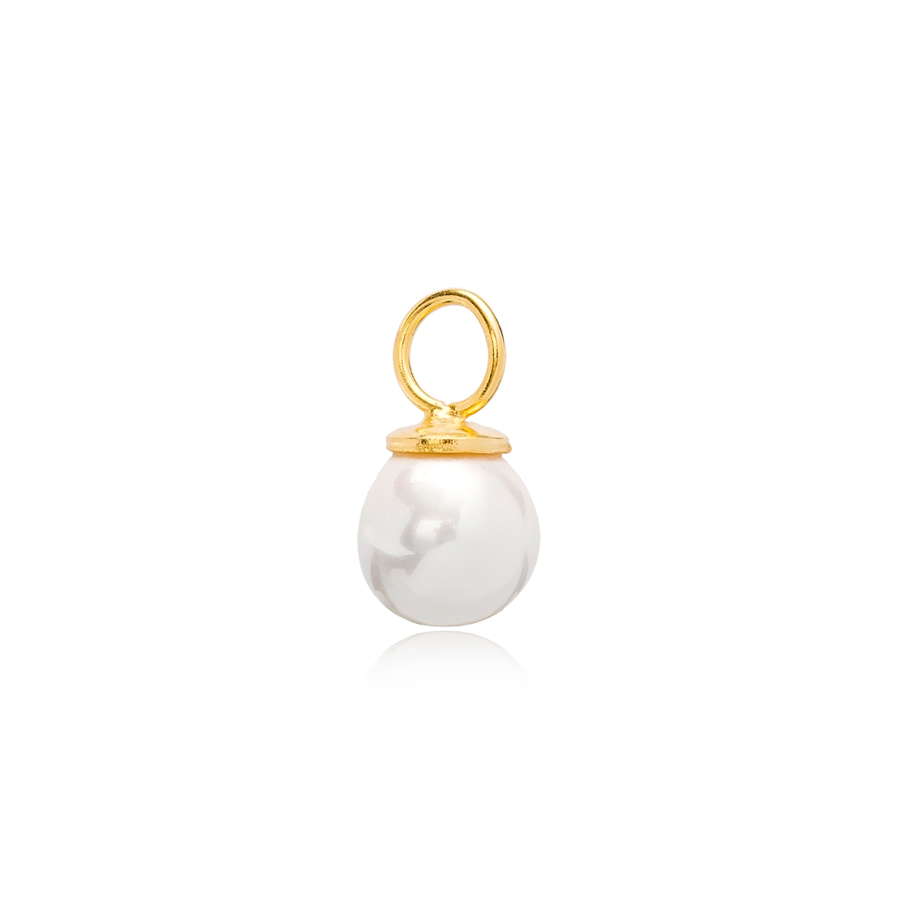 Ø5.8 mm Hole White Mallorca Pearl Charm Turkish Handmade Wholesale 925 Silver Sterling Jewelry