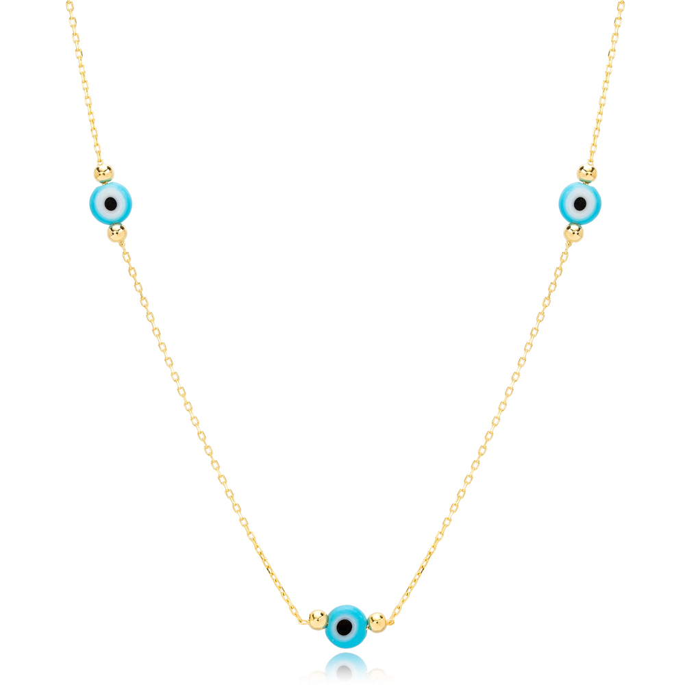 Trendy Evil Eye Design Charm Shaker Necklace Wholesale Turkish Handcrafted 925 Silver Jewelry