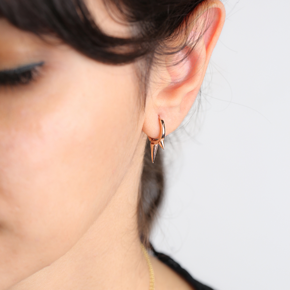 Dainty Pointed Silver Hoop Earring, Turkish Wholesale 925 Sterling Silver Earring