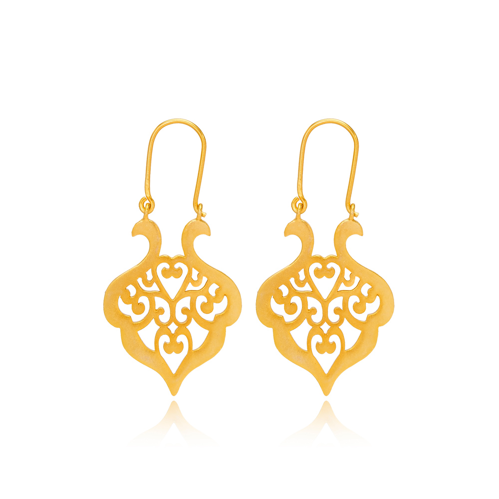 Silver 22k Gold Plated Ajour Design Vintage Earrings Handcrafted Wholesale 925 Sterling Silver Jewelry