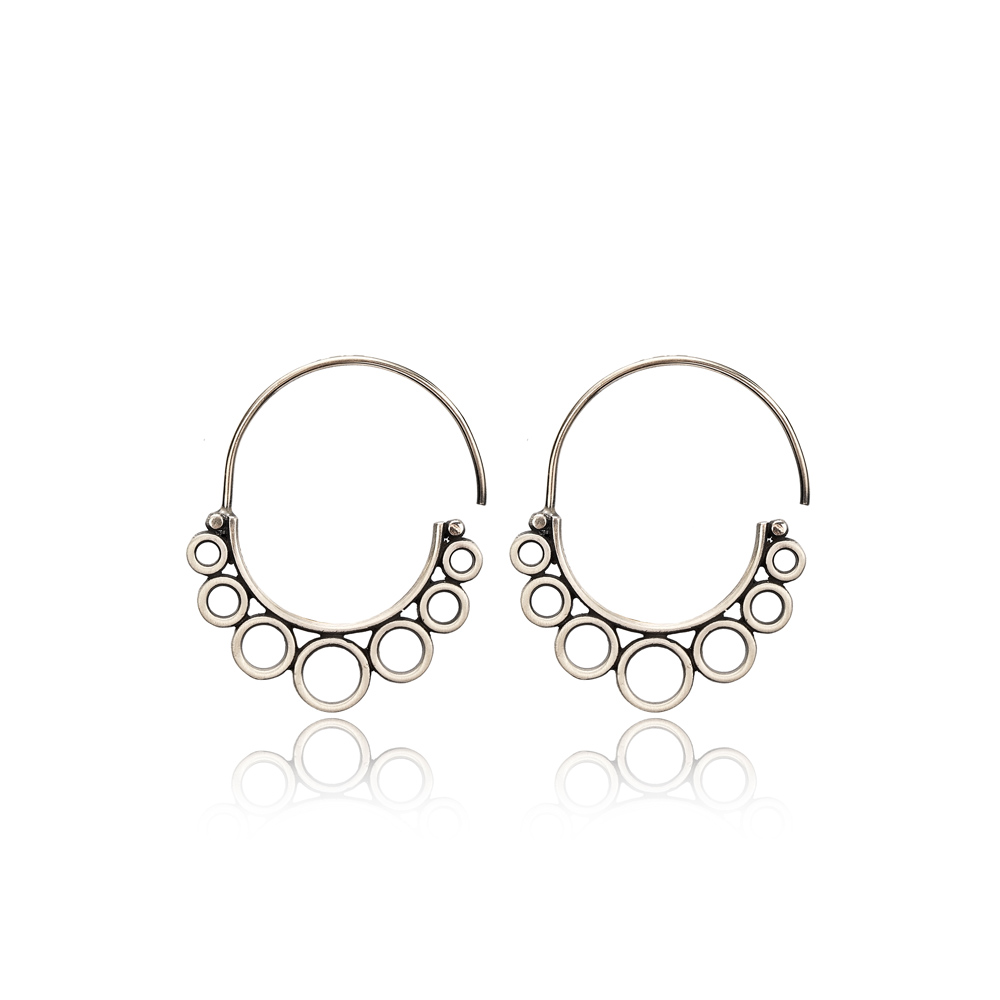 Circle Arched Shape Design Vintage Earrings Handcrafted Wholesale 925 Sterling Silver Jewelry