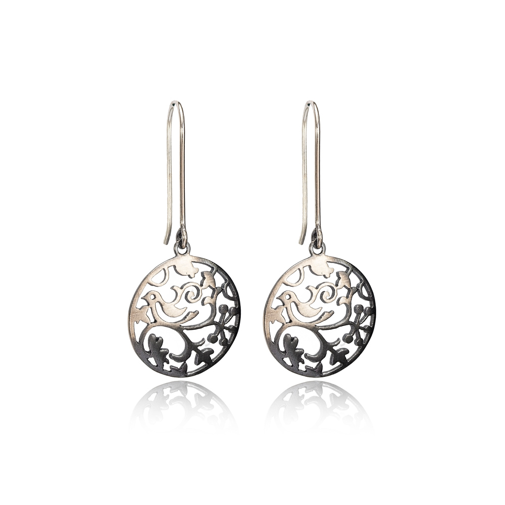 Ornament Circle Charm Design Vintage Hook Earrings Handcrafted Wholesale 925 Sterling Silver Jewelry