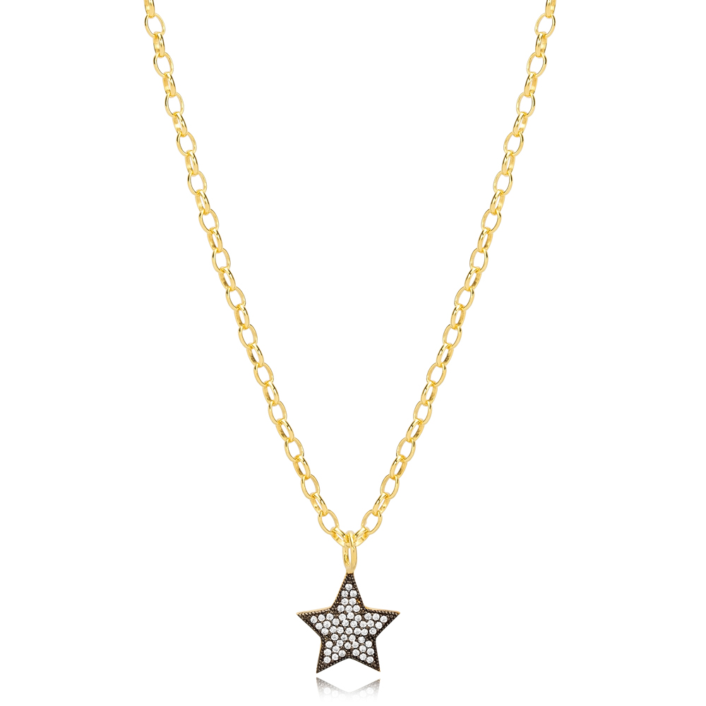 Star Charm Chain Necklace Turkish Wholesale 925 Sterling Silver Jewelry