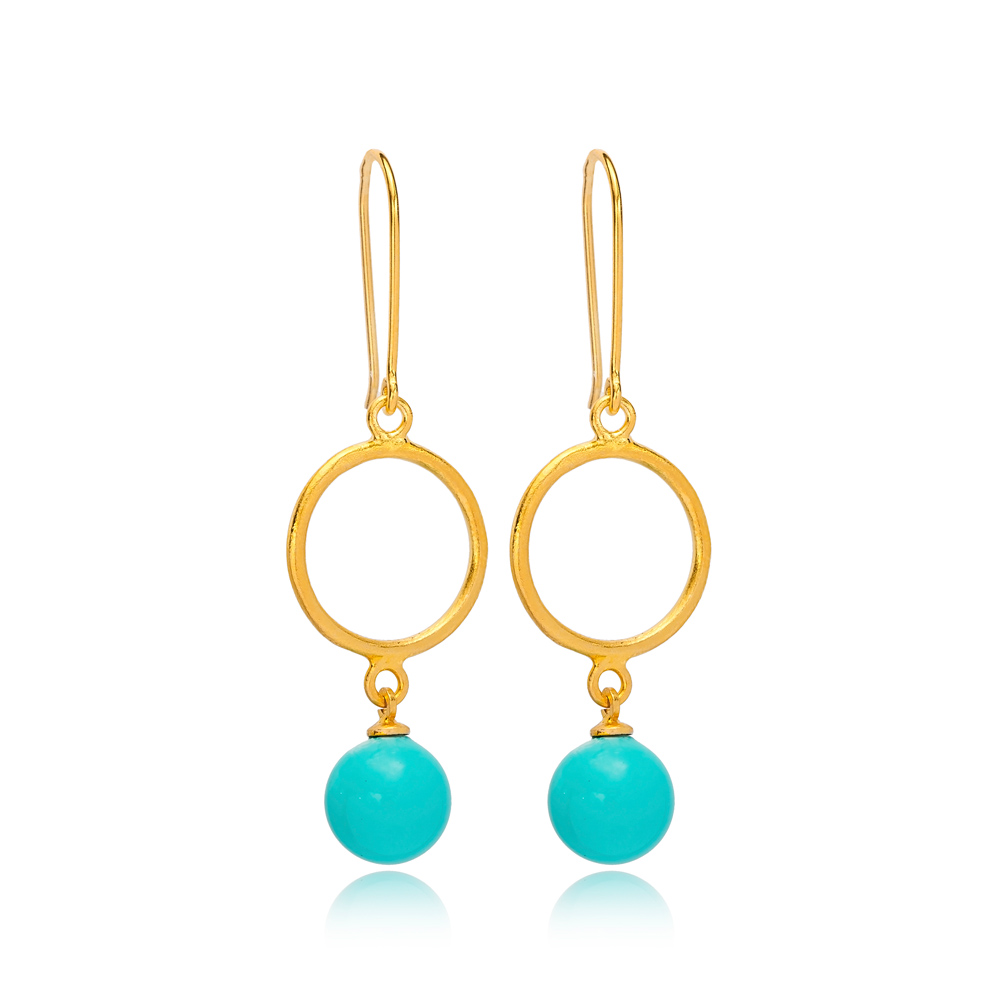 22K Gold Plated Blue Charm Hook Earrings Handcrafted Wholesale 925 Sterling Silver Jewelry