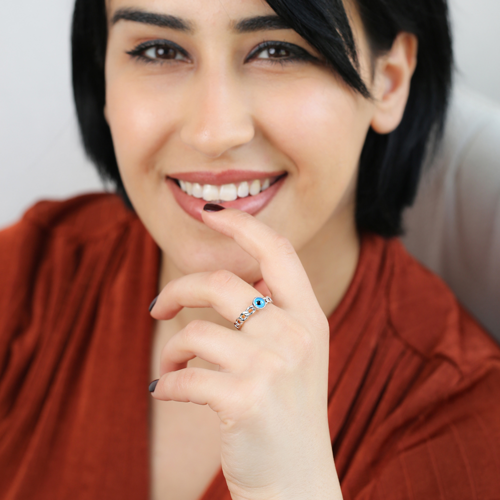 Evil Eye Silver Ring Turkish Wholesale Handcrafted Silver Jewelry
