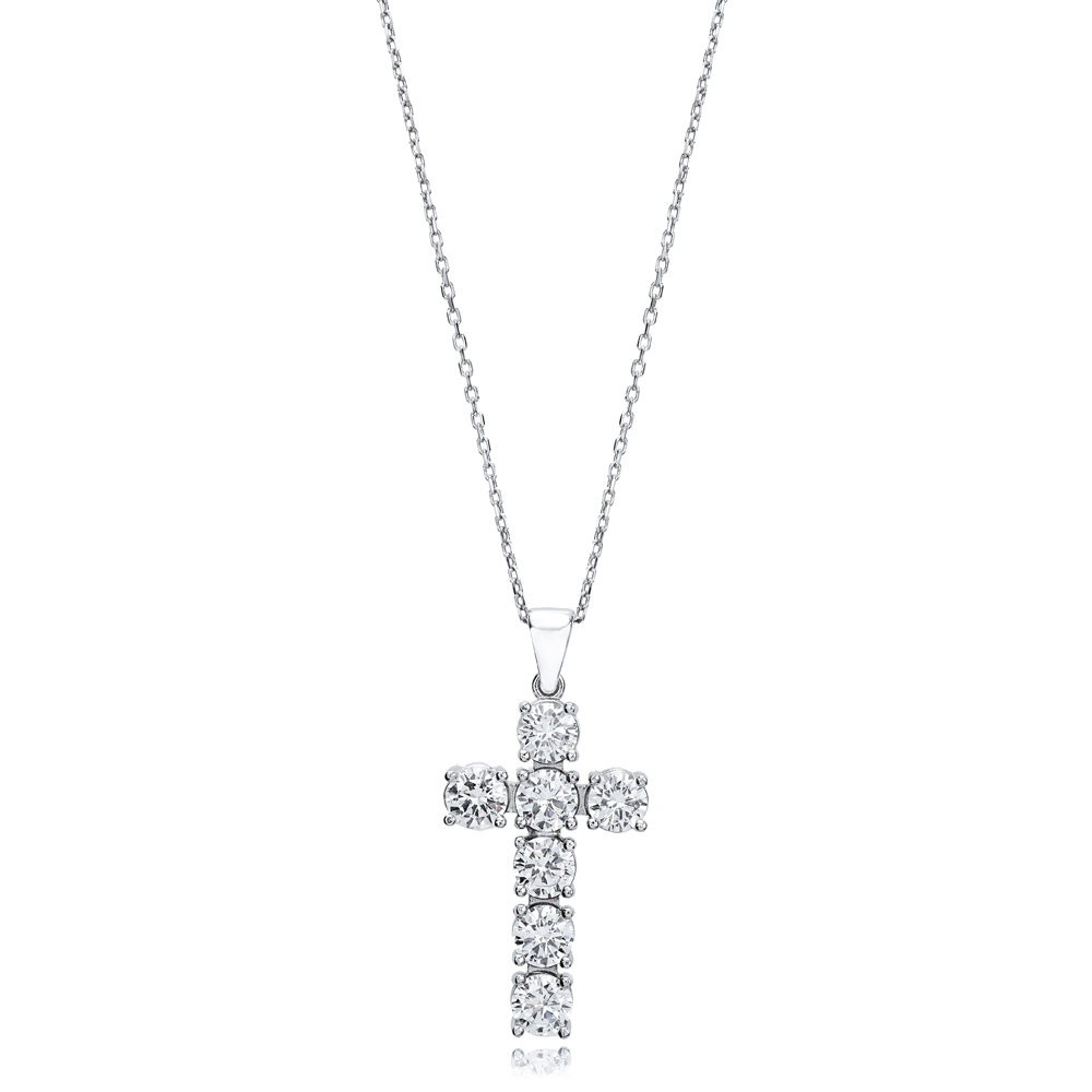 Cross  Elegant Round Cut Design Pendant Turkish Wholesale Handmade 925 Sterling Silver Jewelry