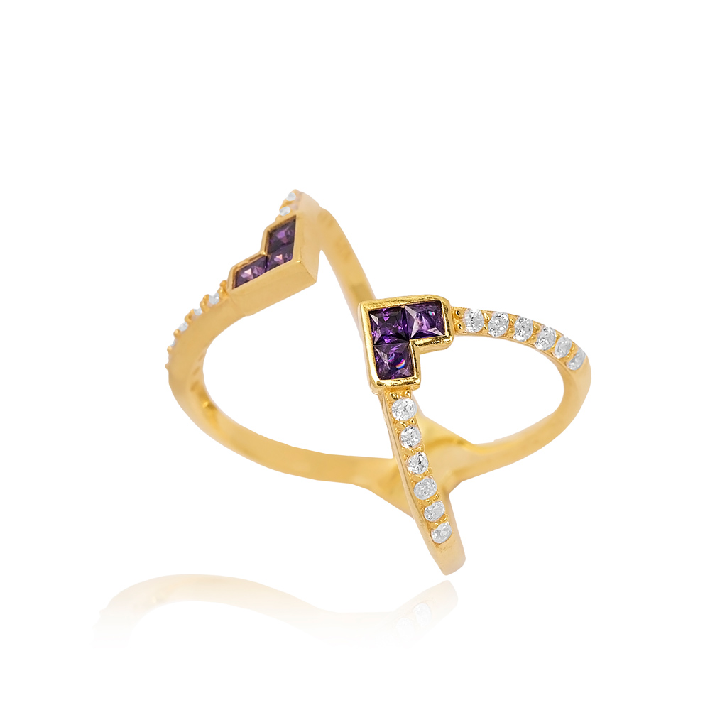 Amethyst Design Adjustable Ring Turkish Wholesale 925 Silver Sterling Jewelry