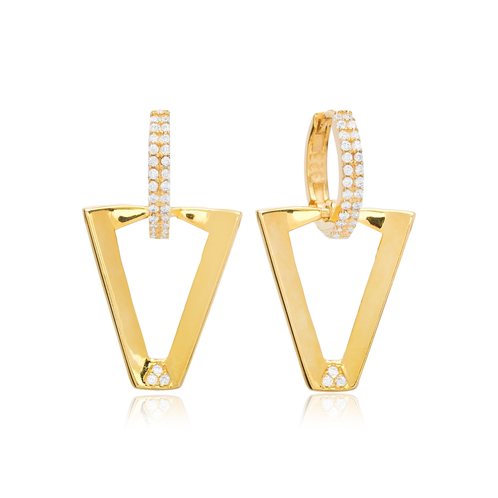 GeometrIc Design Ø14 mm Hoop Earring Turkish Wholesale 925 Sterling Silver Jewelry