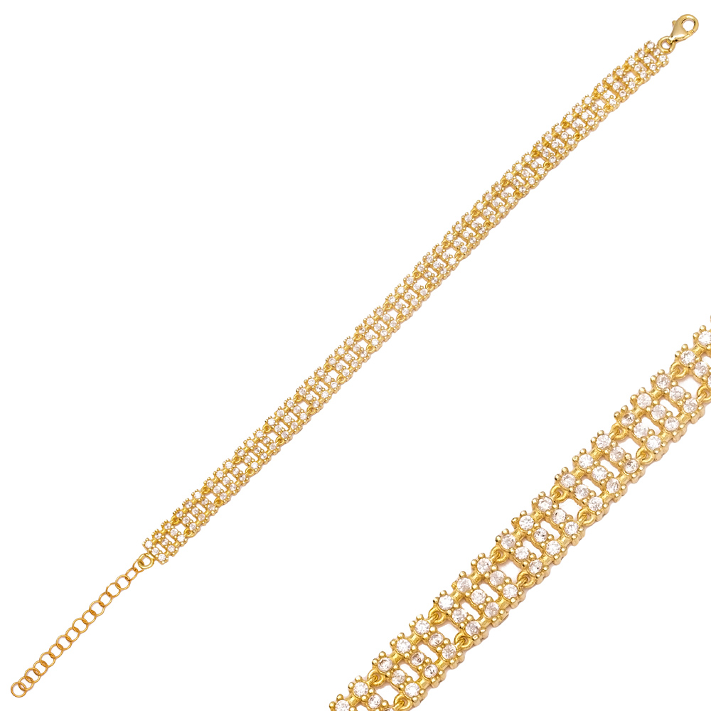 Dainty Rectangle Design Charm Zircon Bracelet Wholesale 925 Sterling Silver Jewelry