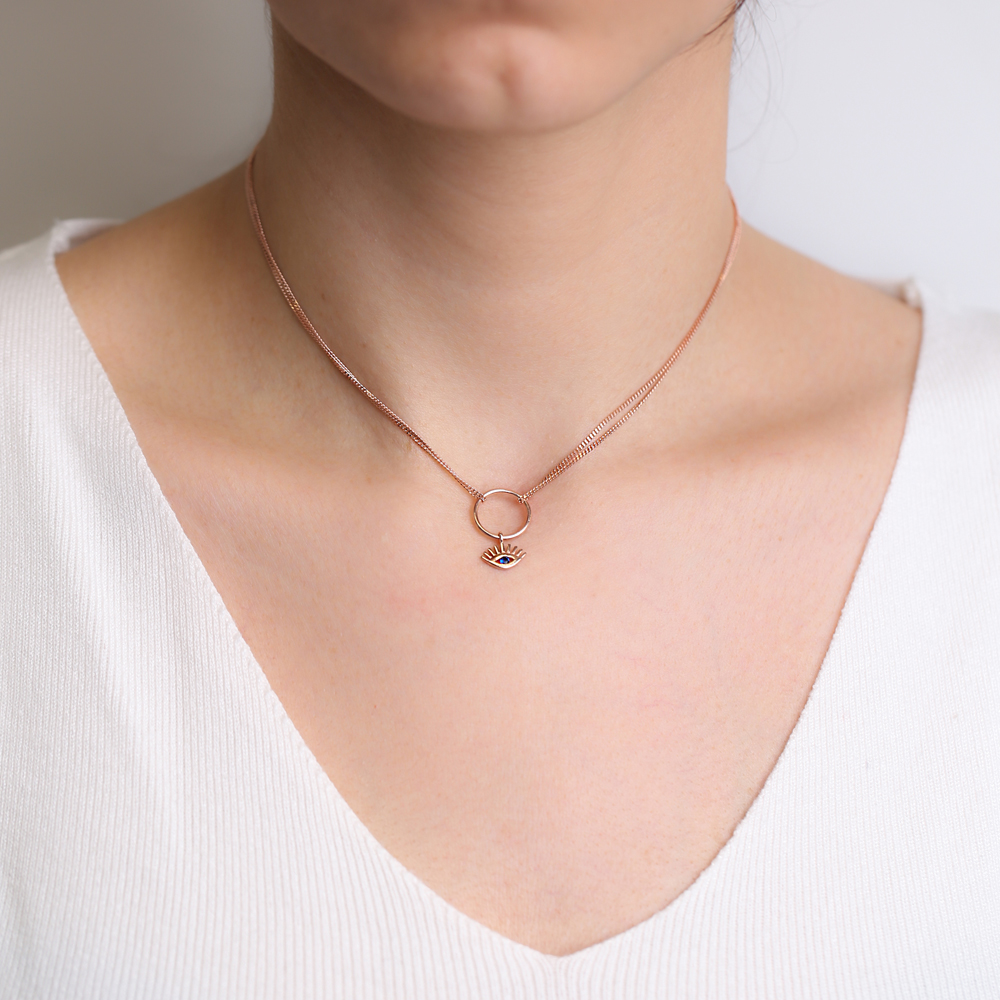 Evil Eye Hollow Design Choker Pendant 925 Sterling Silver Turkish Wholesale Jewelry