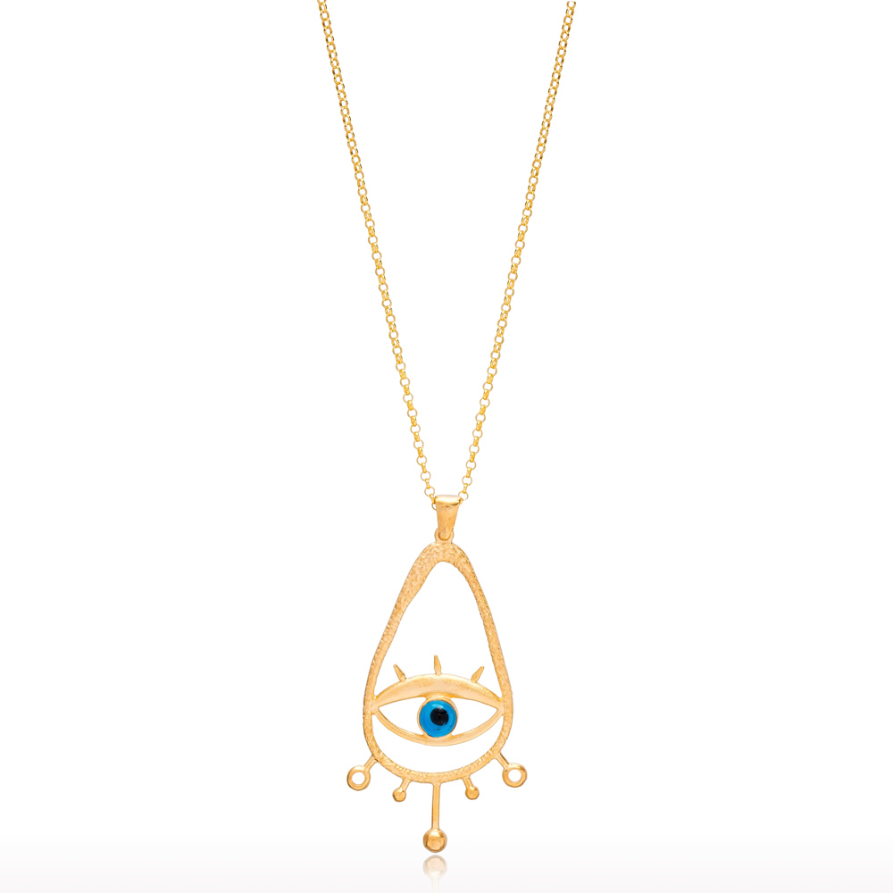 22K Gold Vintage Evil Eye Design Pendant Wholesale Handcrafted 925 Silver Jewelry