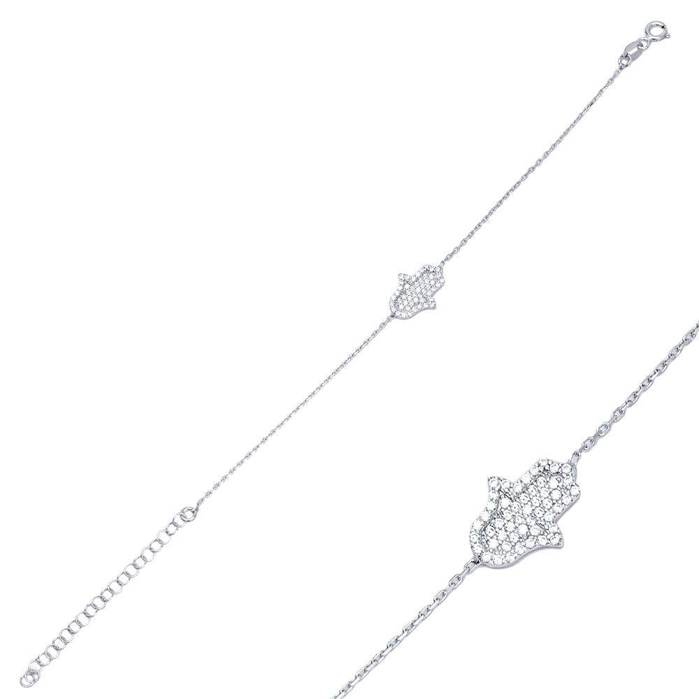 Hamsa Design Bracelet Wholesale 925 Sterling Silver Jewelry