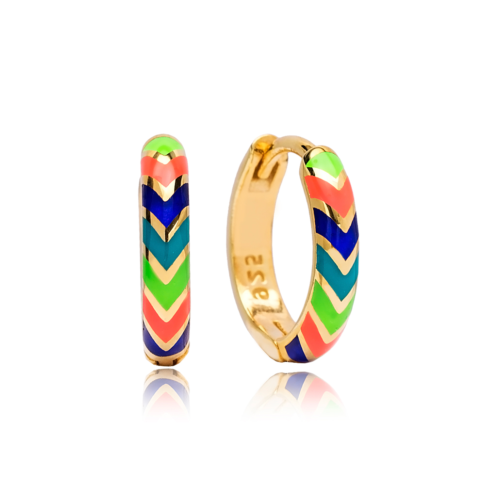 Colorful Neon Enamel Wholesale Turkish 925 Sterling Silver Earrings