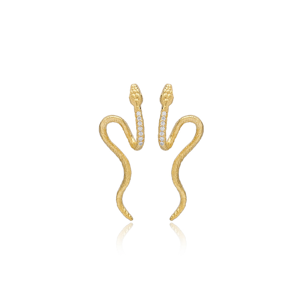 Minimalist Trendy Snake Design Stud Earrings Wholesale 925 Sterling Silver Jewelry