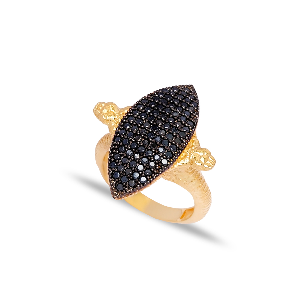 Black Zircon Unique Snake Design Ring Wholesale 925 Sterling Silver Jewelry