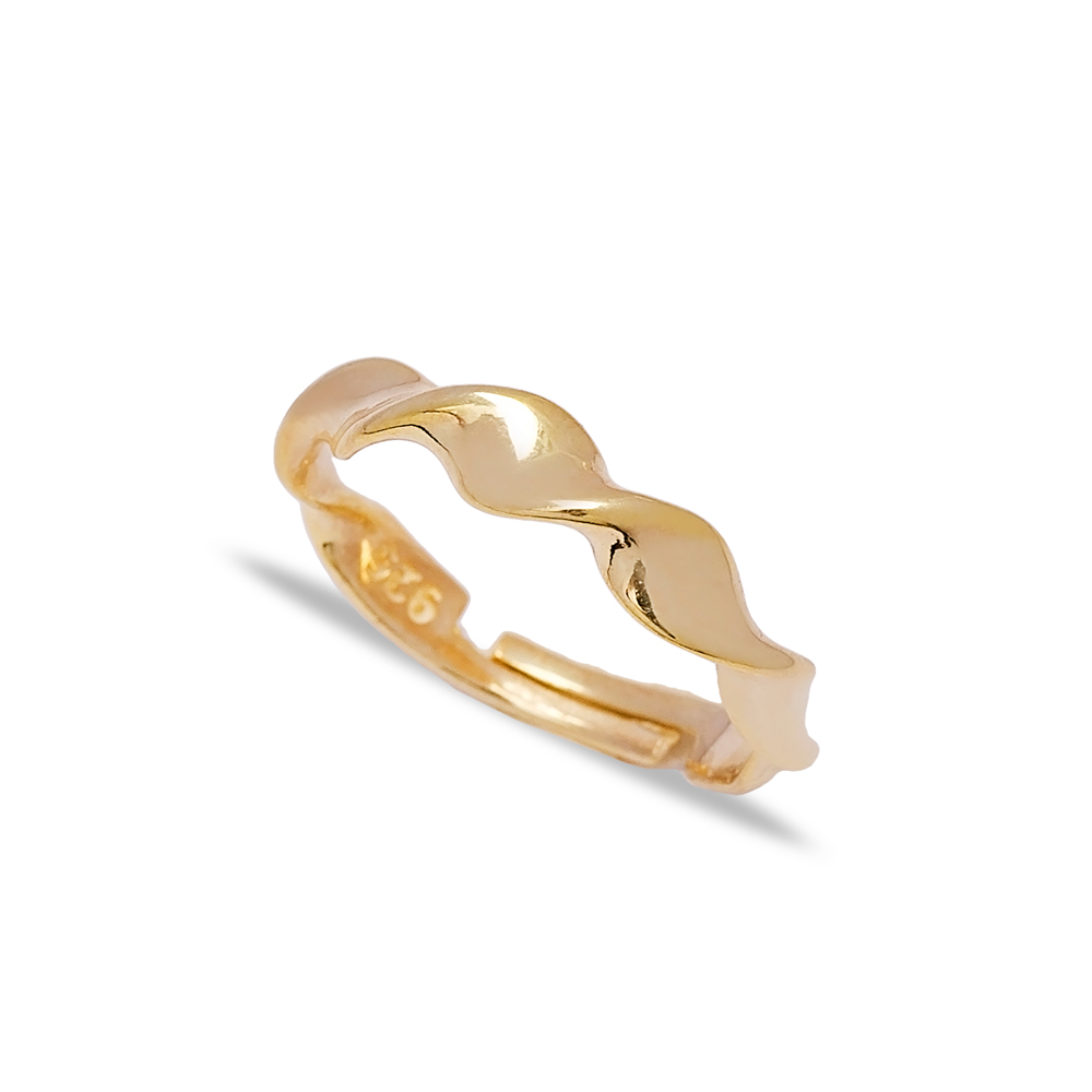 Trendy Wave Design Adjustable Ring Turkish Wholesale 925 Sterling Silver Jewelry