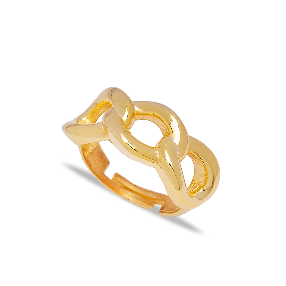 Trendy Chain Design Adjustable Ring Turkish Wholesale 925 Sterling Silver Jewelry