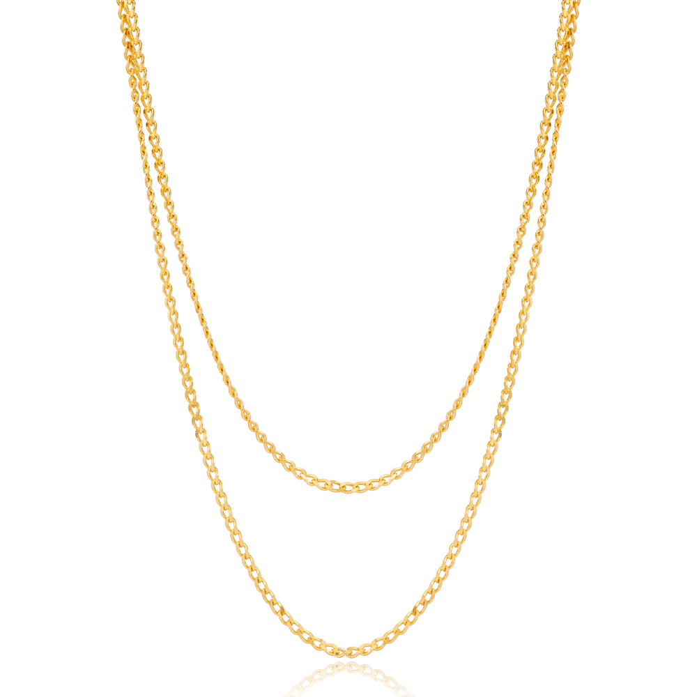 Casual Style Double Chain Layered Gourmet Chain Turkish Wholesale 925 Sterling Silver Necklace Jewelry