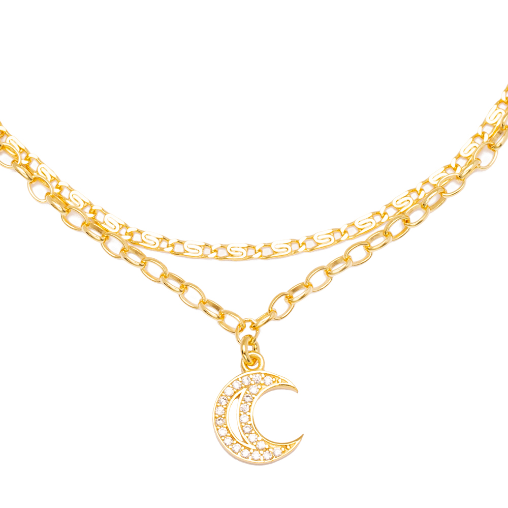 Layered Snail and Link Chain Moon Anklet Wholesale Handmade 925 Sterling Silver Jewelry