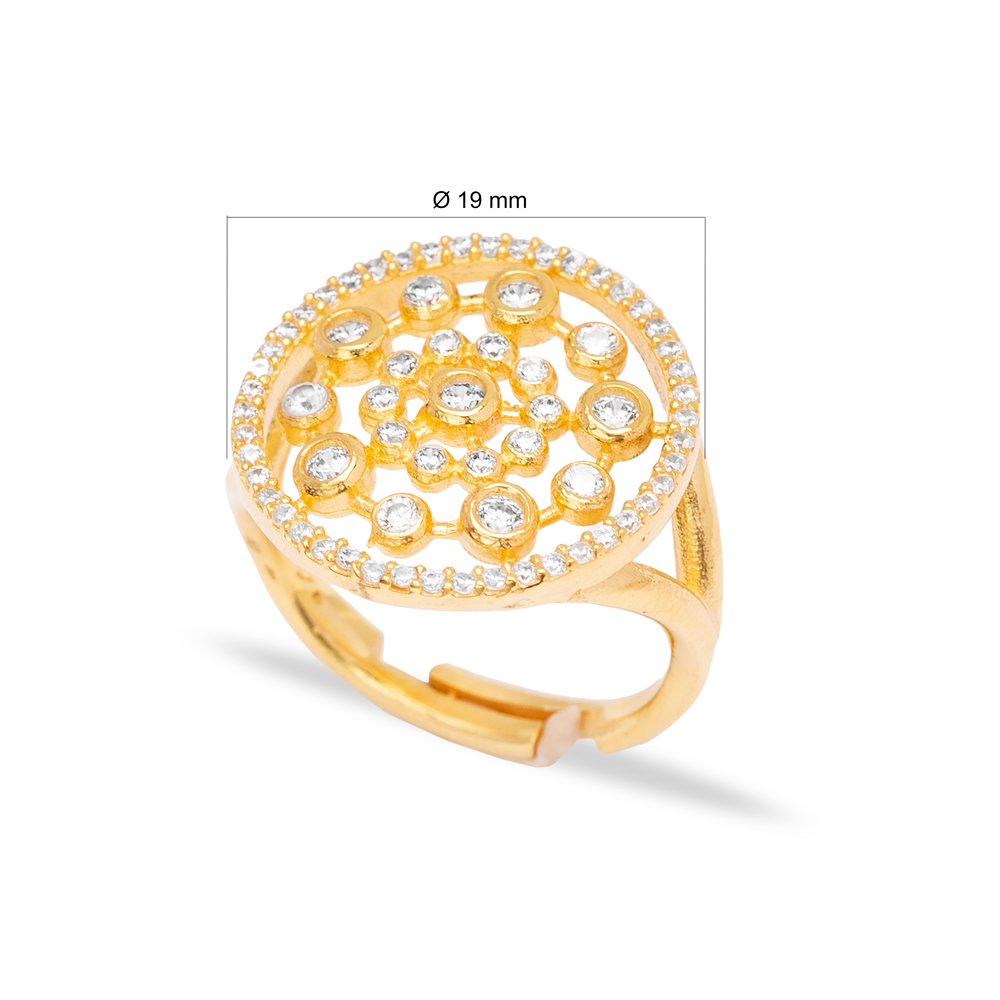 Dainty Round Design Zircon Stone Adjustable Ring Wholesale Turkish 925 Silver Sterling Jewelry