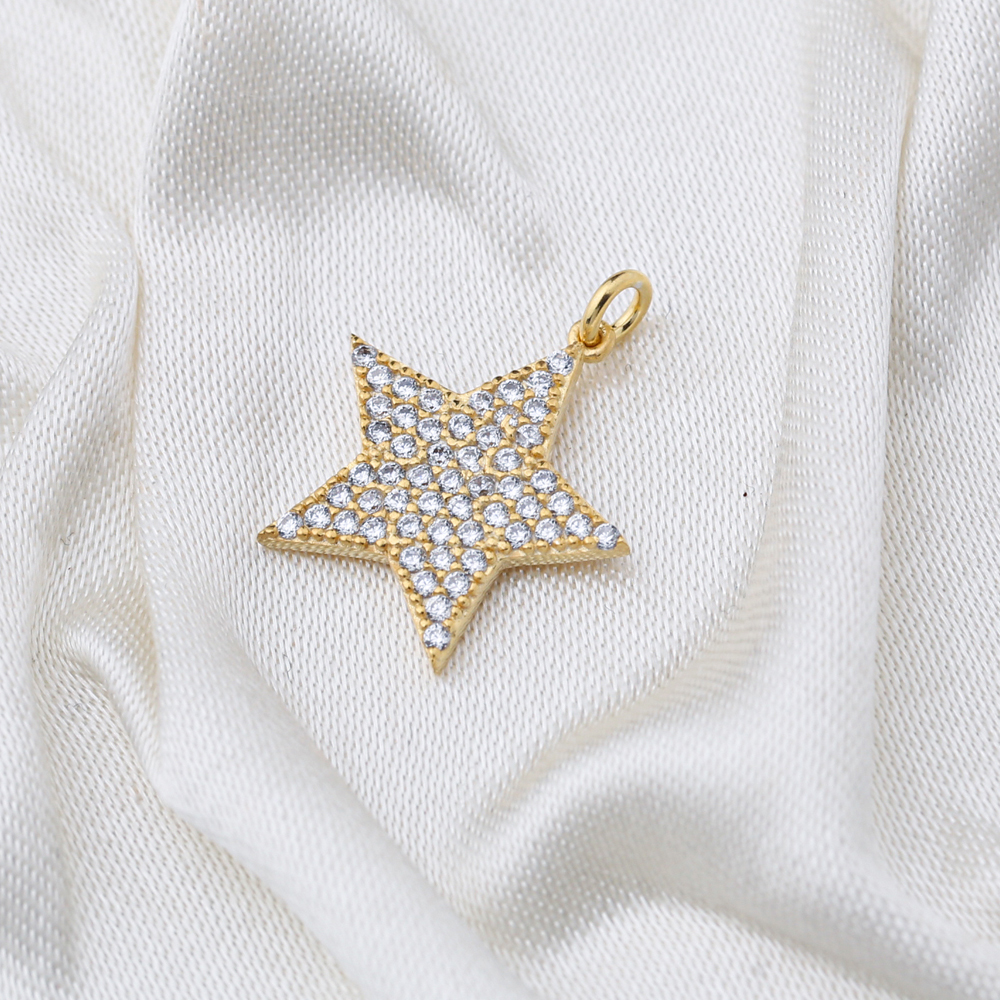 Stylish Star  Dangle Charm Handmade Wholesale Turkish  925 Sterling Silver Jewelry