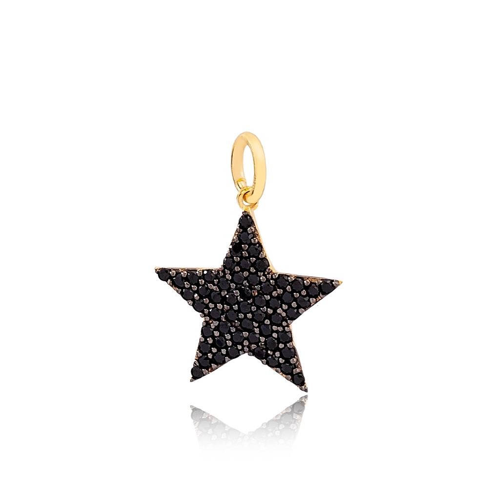Black Star Necklace Charm 925 Sterling Silver  Handmade Wholesale Turkish  Jewelry