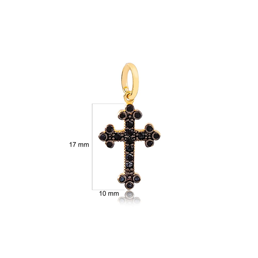 Cross Design Black Zirconia Stone  Handmade 925 Sterling Silver Wholesale Turkish Necklace Charm Jewelry