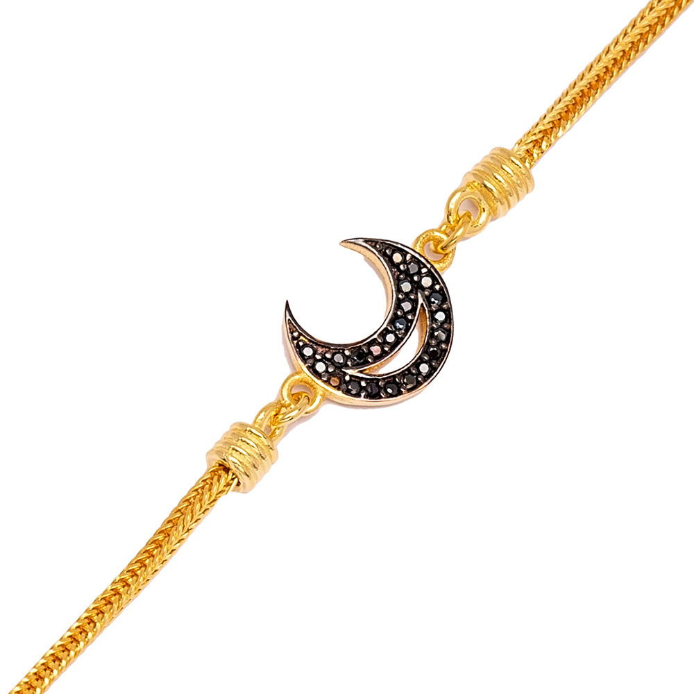 Black Moon 925 Sterling Silver Handmade Wholesale Turkish  Charm Bracelet Jewelry