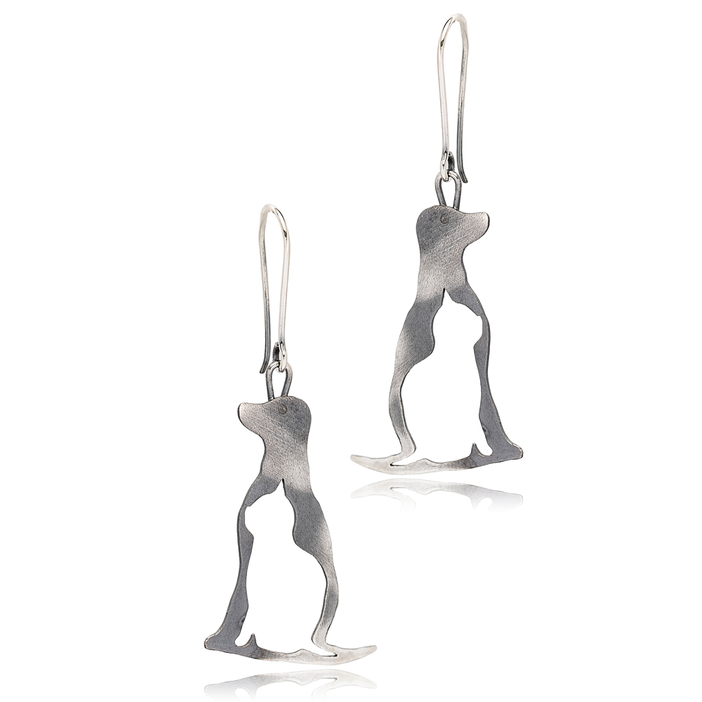 Dog and Cat Animal Design Oxidized Dangle Earrings Turkish Wholesale Handmade 925 Sterling Silver Jewelry