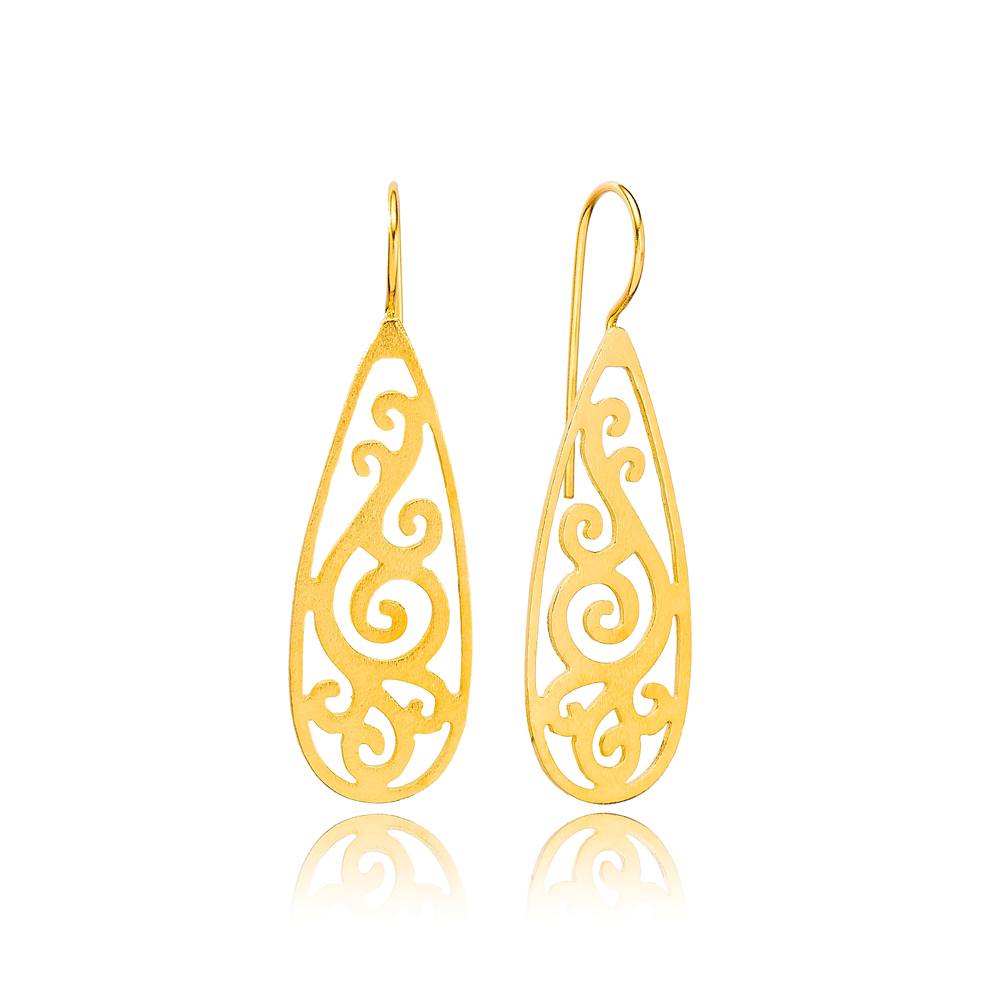 Authentic Vintage Design 22K Gold Plated Dangle Earrings Handcrafted Wholesale 925 Sterling Silver Jewelry