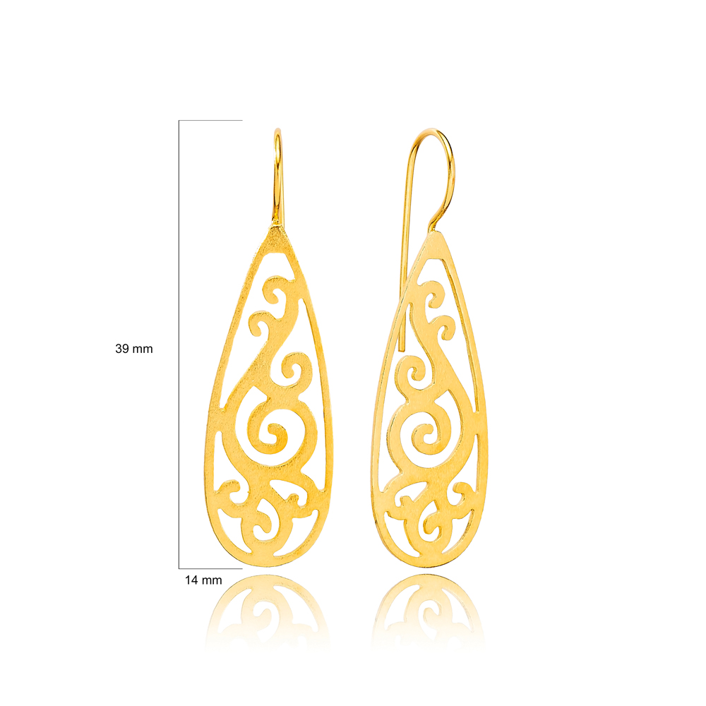 Authentic Vintage Design 22K Gold Plated Dangle Earrings Handcrafted Wholesale 925 Sterling Silver Jewelry