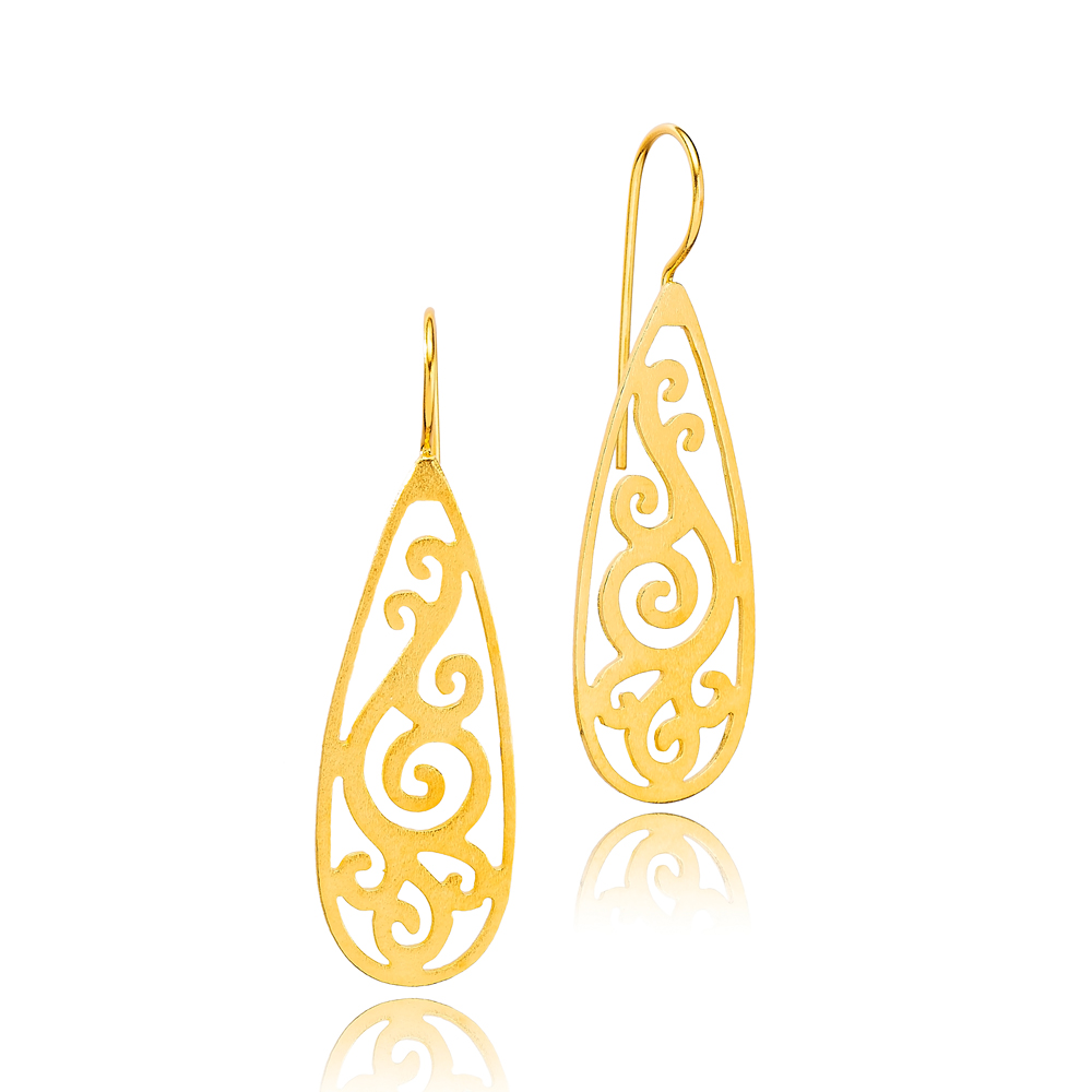 Authentic Vintage Design 22K Gold Plated Dangle Earrings Handcrafted Wholesale 925 Sterling Silver Jewelry