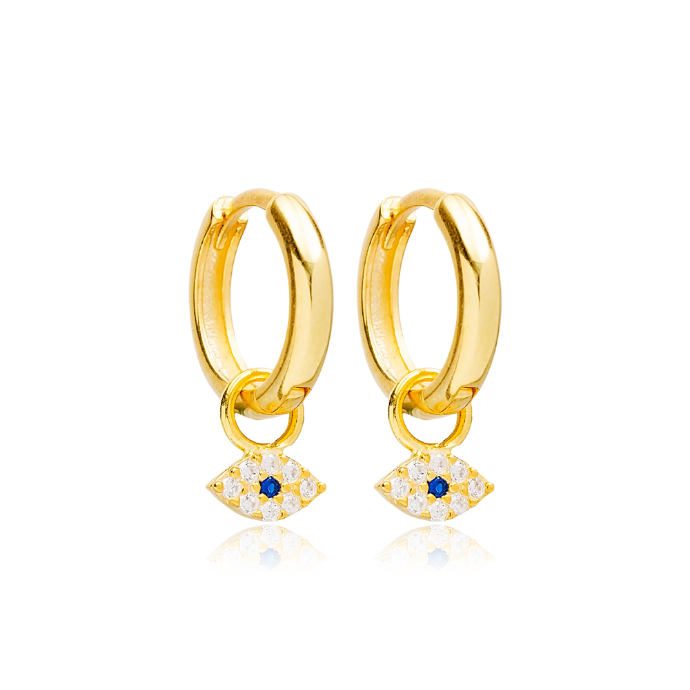 Fashion Evil Eye Design Dangle Earrings Handmade Turkish Wholesale 925 Sterling Silver Jewelry
