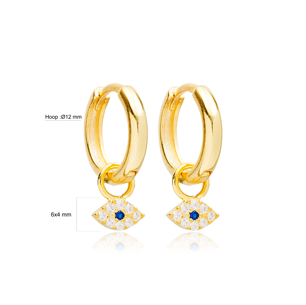 Fashion Evil Eye Design Dangle Earrings Handmade Turkish Wholesale 925 Sterling Silver Jewelry