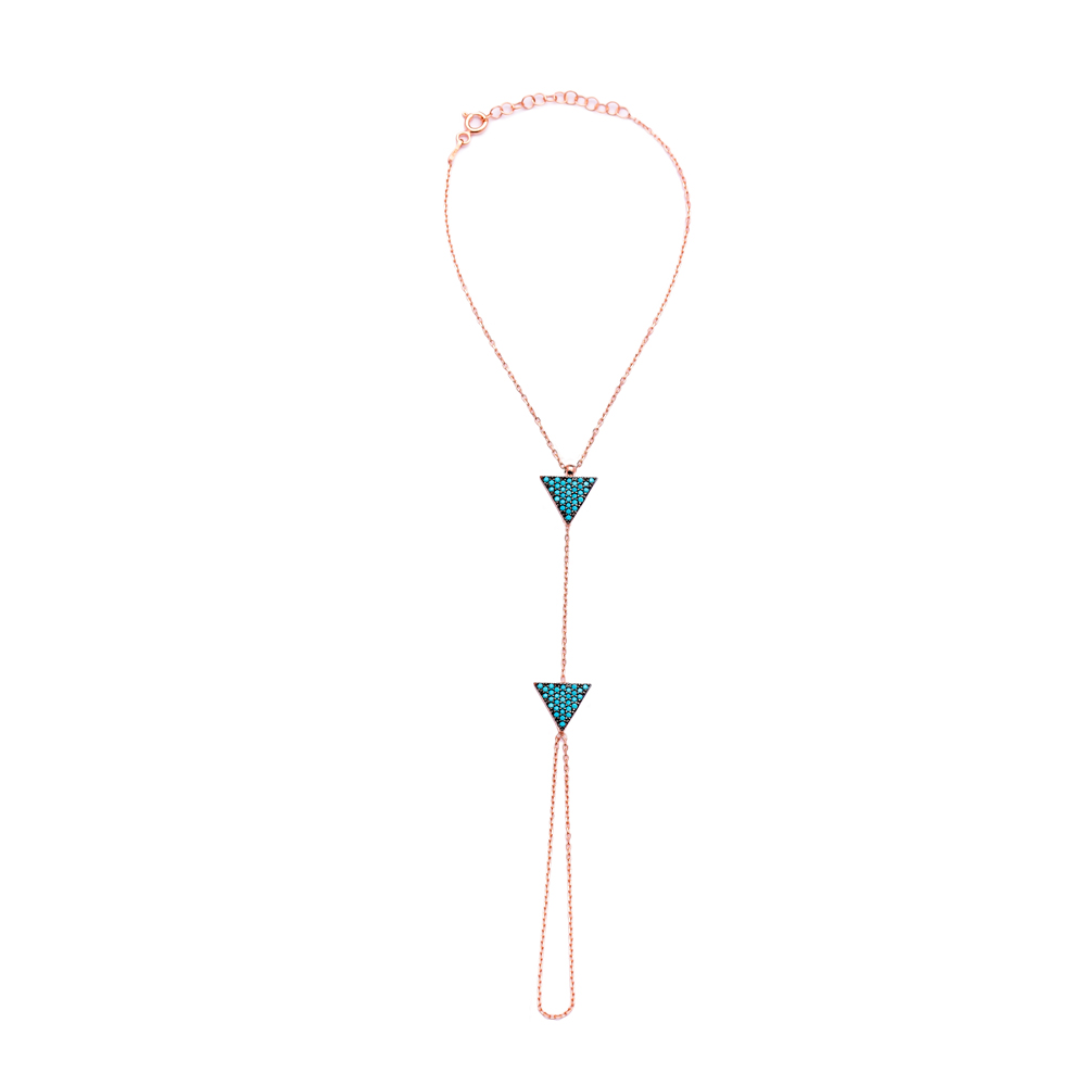 Double Triangle Design Geometric Shape Turquoise Slave Bracelet Turkish Wholesale Jewelry