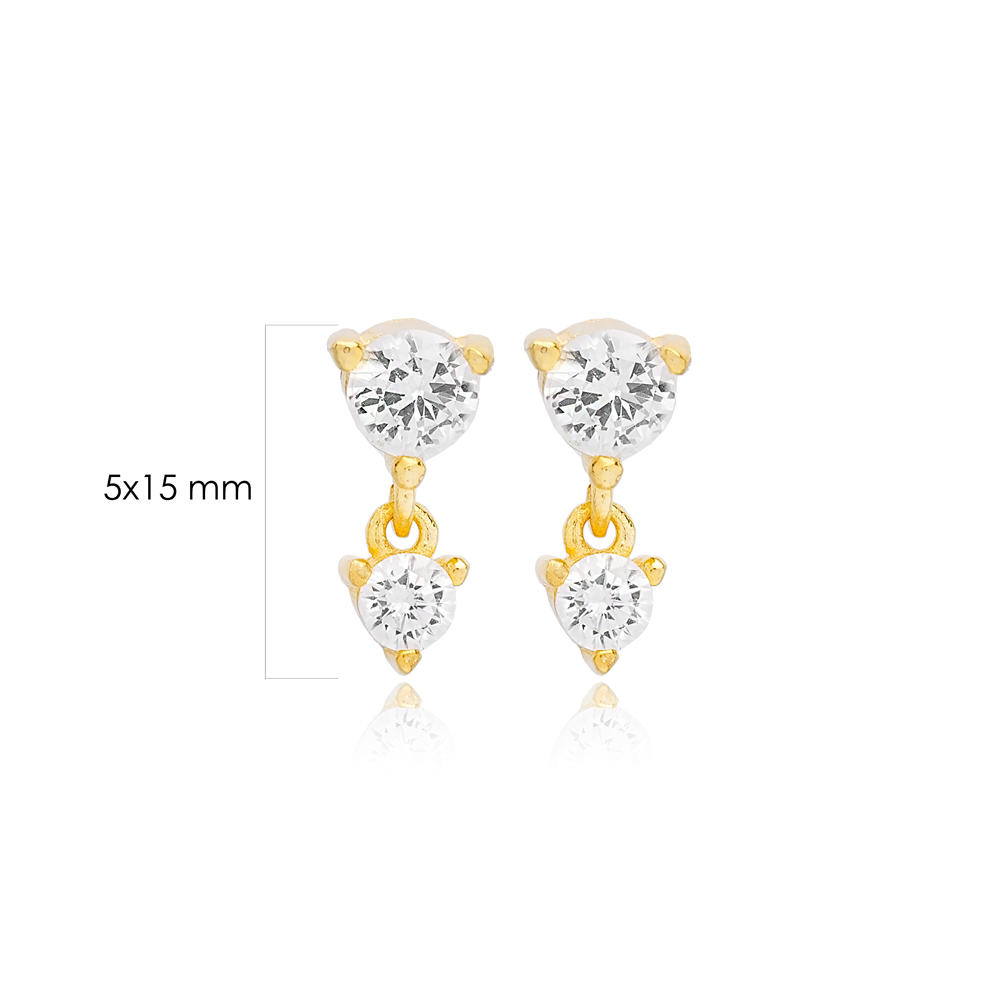 Double Round Design Stud Earrings Handcrafted Turkish Theia Wholesale 925 Sterling Silver Jewelry