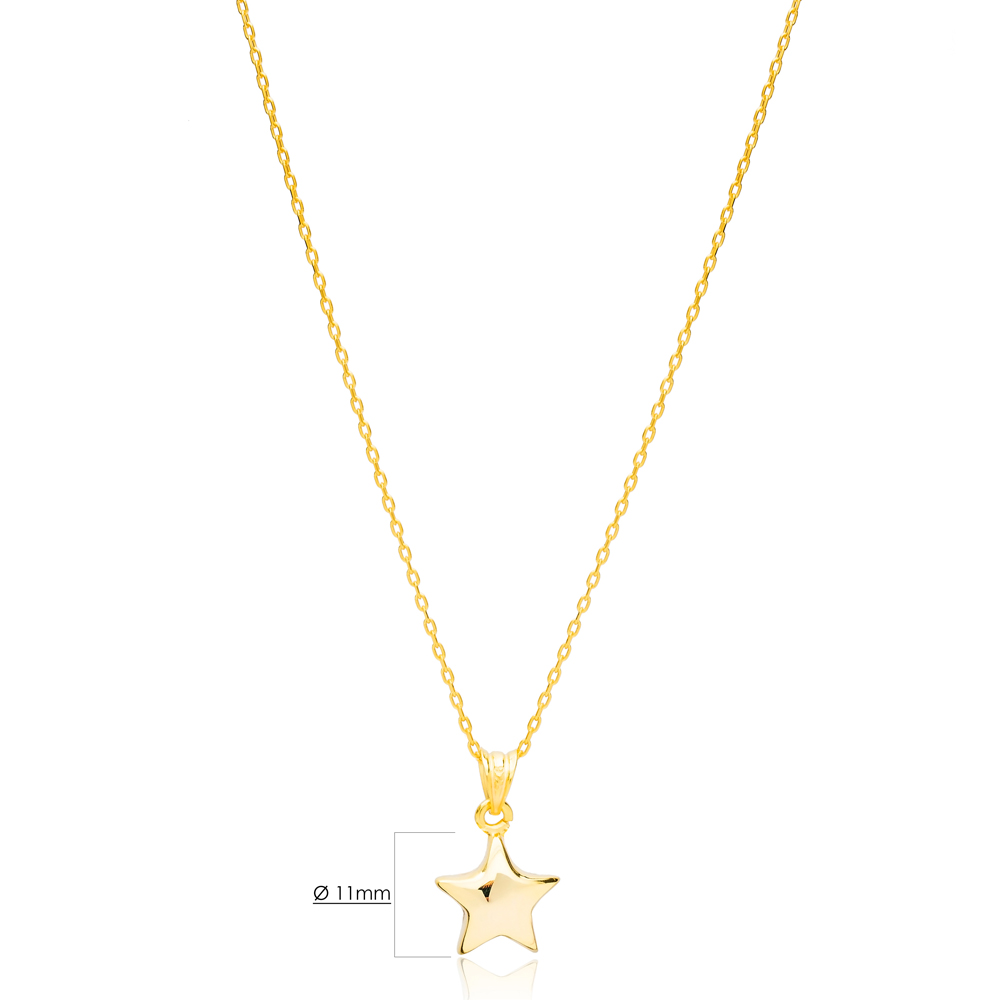 Plain Star Charm Necklace Handmade Turkish 925 Sterling Silver Jewelry