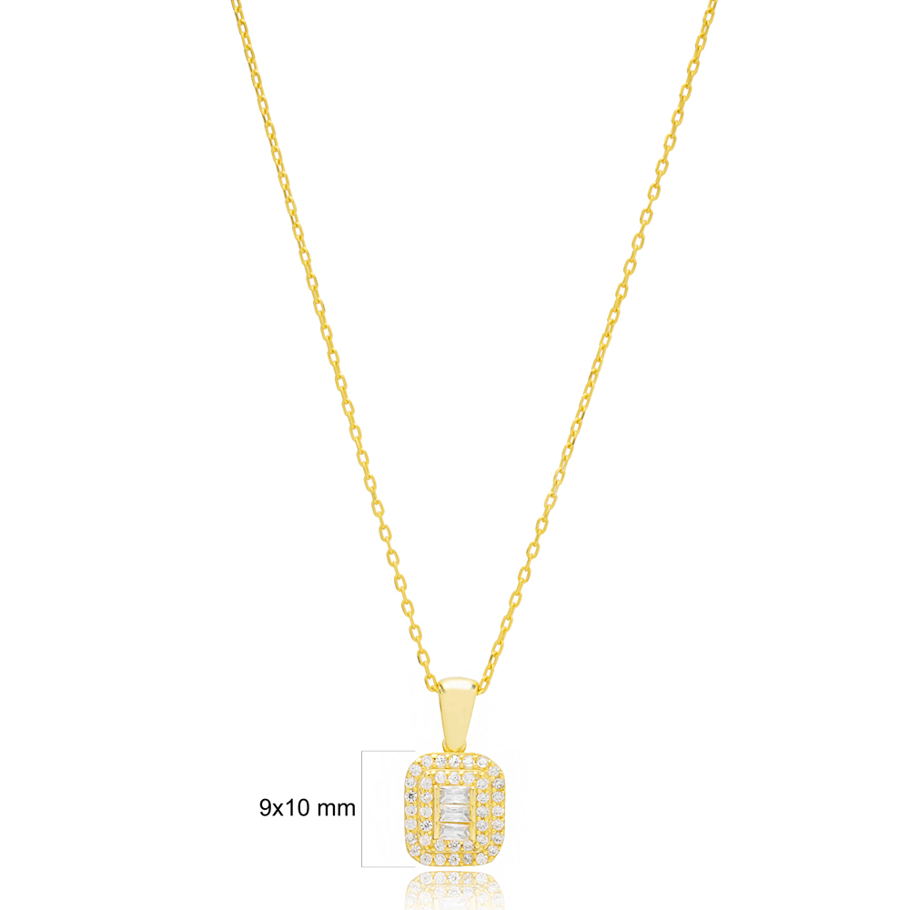 Dainty Geometric Style Mix Stone Cut Design Charm Necklace Handmade Turkish 925 Sterling Silver Jewelry