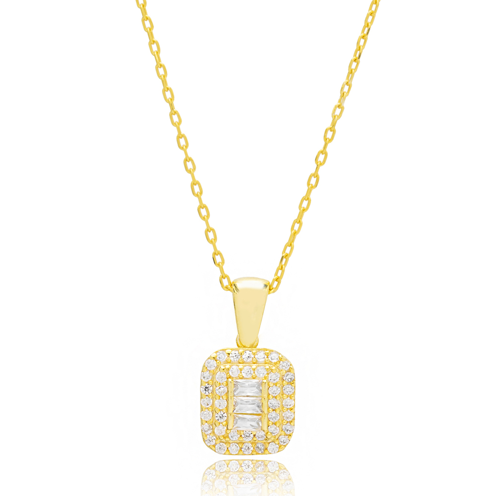 Dainty Geometric Style Mix Stone Cut Design Charm Necklace Handmade Turkish 925 Sterling Silver Jewelry