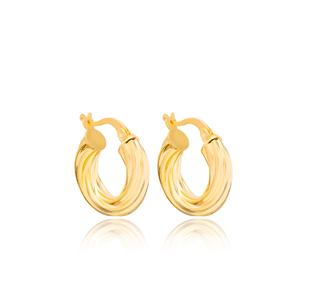 Thick Twisted Hoop Earrings Handcrafted Turkish Wholesale 925 Sterling Silver Jewelry